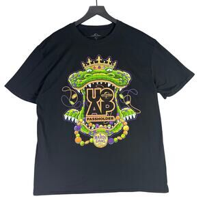 Universal Studios Mardi Gras Passholder Tee XL Black Alligator‎ Crown NWT 2022